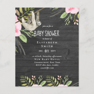 BUDGET Sloth PHOTO BABY Event Invitation Girl Boy Flyer