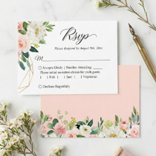Budget Small Wedding RSVP   Blush Pink Flowers Note Card