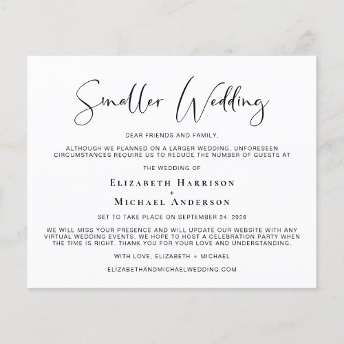 Budget Smaller Downsized Wedding Announcement