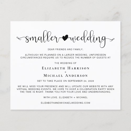 Budget Smaller Wedding Heart Announcement