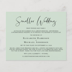 Budget Smaller Wedding Sage Green Announcement