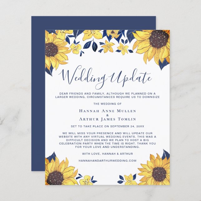 Budget Smaller Wedding Update Sunflower Floral (Front/Back)