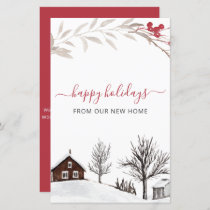 Budget Snow Scene New Home Weve Moved Holiday Card