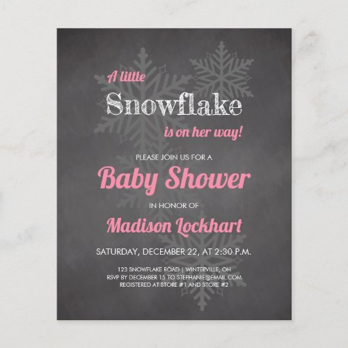 Budget Snowflake Chalkboard Pink Baby Shower