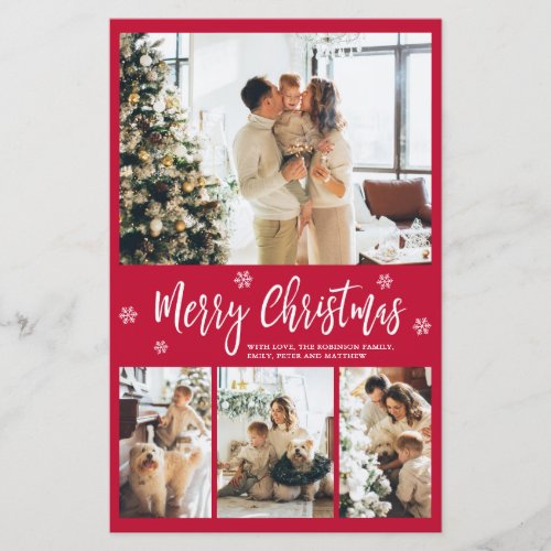 Budget Snowflake Red Collage Christmas Thin Card