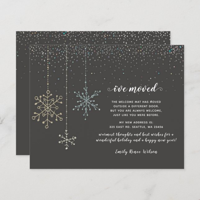 Budget Snowflakes Holiday Moving Announcement (Front/Back)