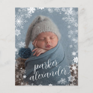 Budget Snowflakes Photo Birth Announcement