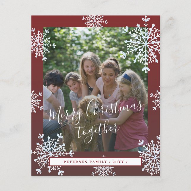 Budget snowflakes photo Christmas red holiday card Flyer (Front)