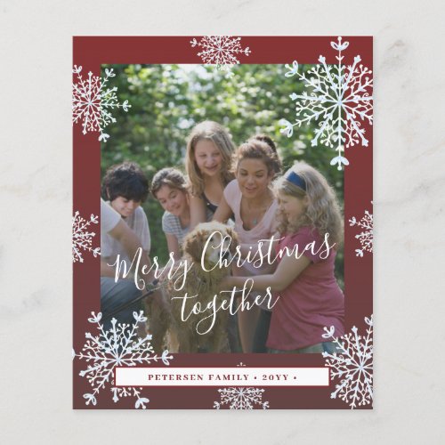 Budget snowflakes photo Christmas red holiday card Flyer