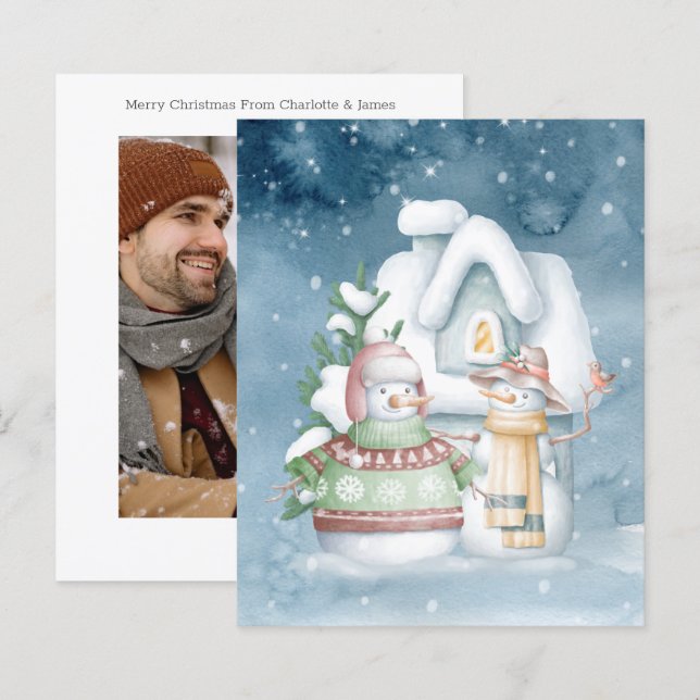 BUDGET Snowmen In Snow Photo Christmas (Front/Back)