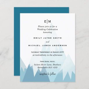 Budget Snowy Mountain Skiing Winter Wedding Invite