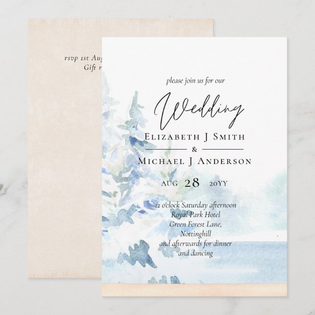 BUDGET Snowy Mountains Winter Lake Trees (Front/Back)