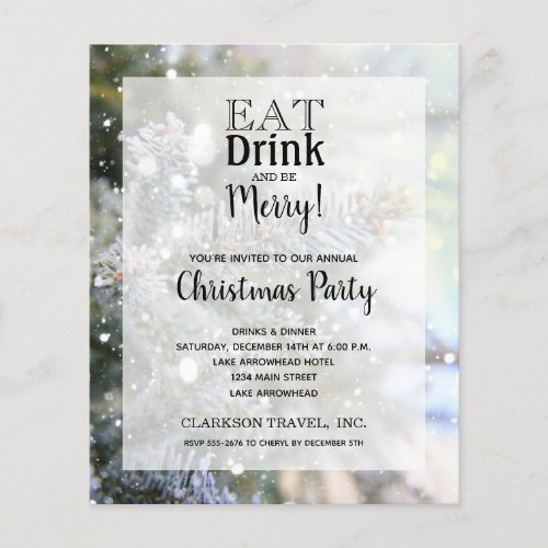 Budget Snowy Pines Christmas Holiday Invitation Flyer