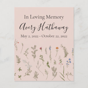BUDGET Soft Florals Funeral Memorial Program