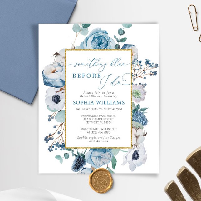 Budget Something Blue Bridal Shower Invitation (Creator Uploaded)