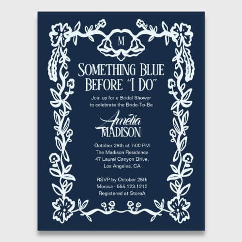 Budget Something Blue Vintage Floral Bridal Shower Invitation Postcard