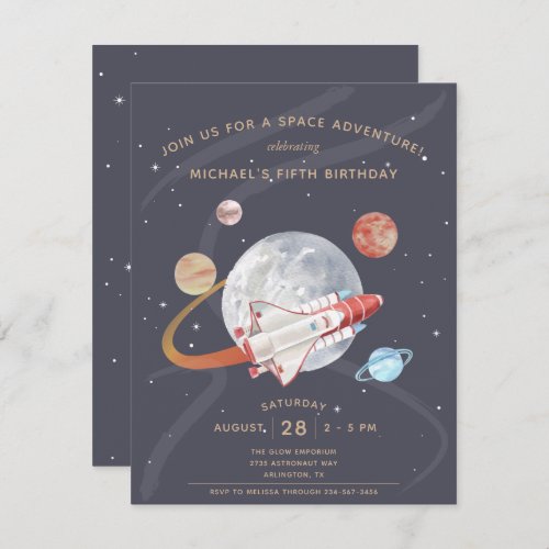 Budget Space Adventure Boys Birthday Invitation
