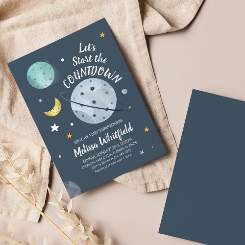 Budget Space Outer Moon Baby Shower Invitation