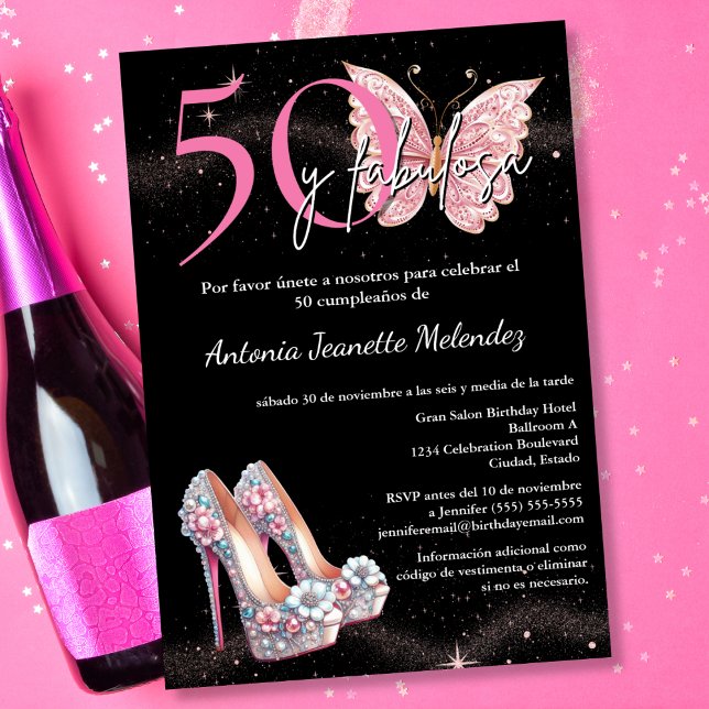 Budget Spanish 50 y Fabulosa 50th Birthday Party Invitation (Creator Uploaded)