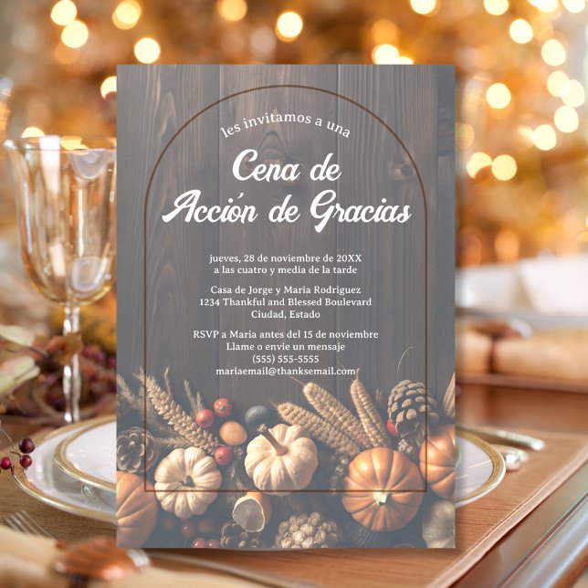 Budget Spanish Pumpkins Brown Thanksgiving Dinner Invitation (Creator Uploaded)