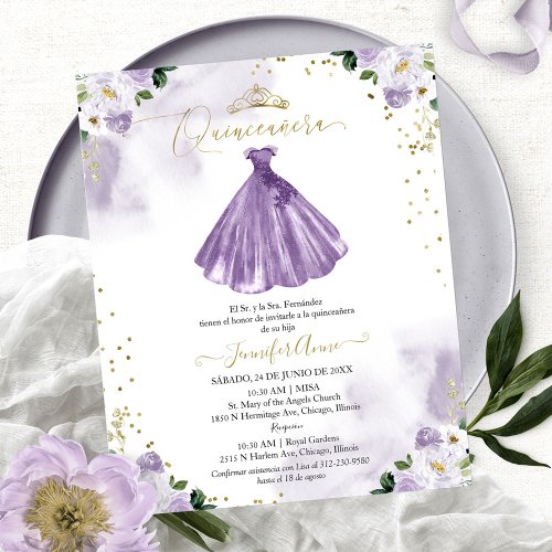 Budget Spanish Quinceanera Invitation Floral