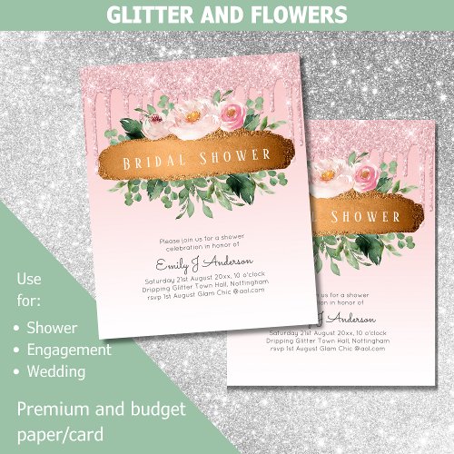 BUDGET Sparkles Glitter Floral Girly Bridal Shower