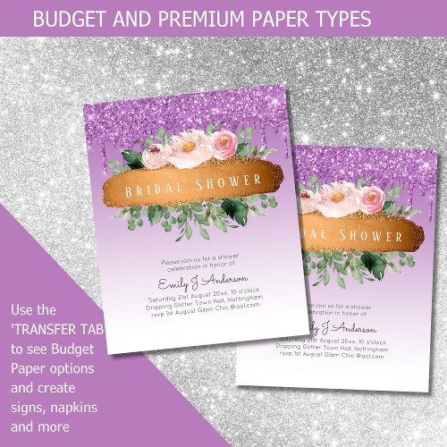 BUDGET Sparkles Glitter Floral Girly Bridal Shower