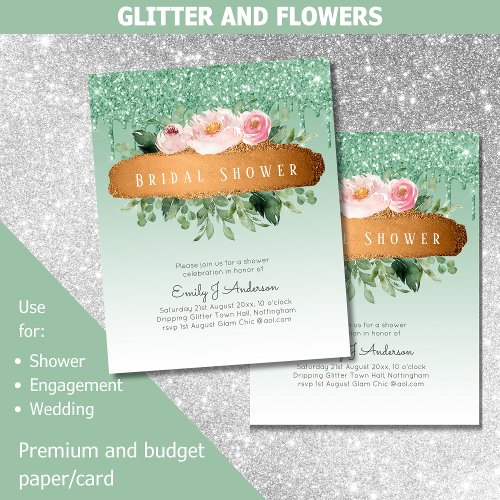 BUDGET Sparkles Glitter Floral Girly Bridal Shower