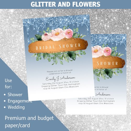 BUDGET Sparkles Glitter Floral Girly Bridal Shower