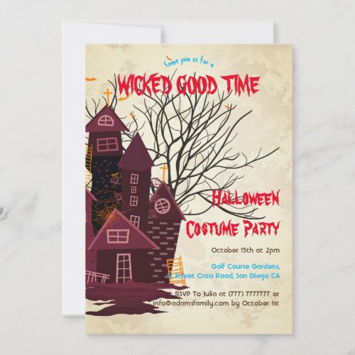 Budget Spooky Halloween Haunted Home Costume Party Invitation