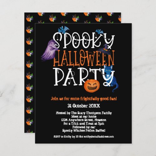 Budget Spooky Halloween Party Black Invitation