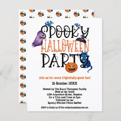 Budget Spooky Halloween Party White Invitation