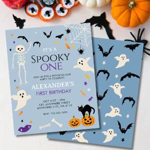 Budget Spooky One 1st Halloween Birthday Blue