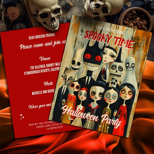 Budget Spooky Time Creepy Halloween Invitation Postcard