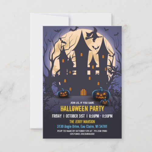 Budget Spooky Witch Haunted House Halloween Party Invitation
