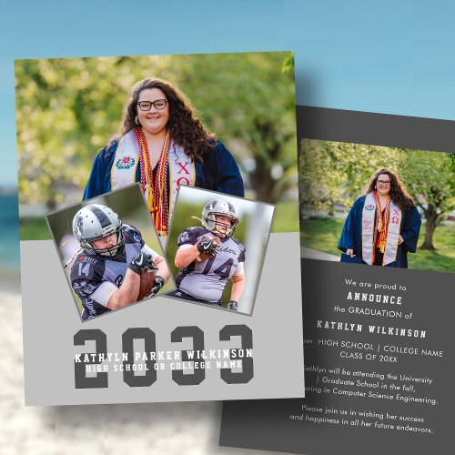 Budget Sporty Girl 4 Photo Graduation Announcement