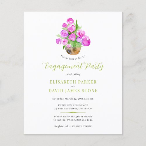 Budget spring floral engagement party invitation