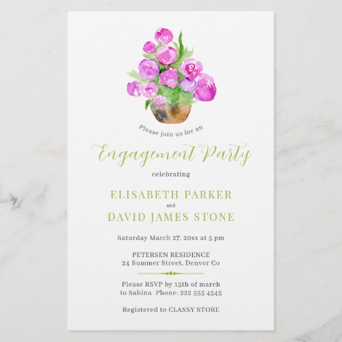 Budget spring floral engagement party invitation flyer