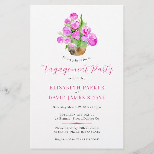 Budget spring floral engagement party invitation flyer