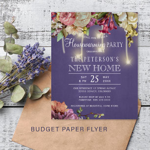 Budget spring floral housewarming party invitation flyer