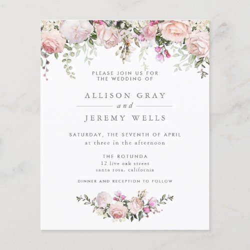 Budget Spring Floral Wedding Invitation