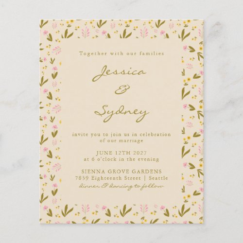 Budget Spring Flowers Botanical Wedding Invitation