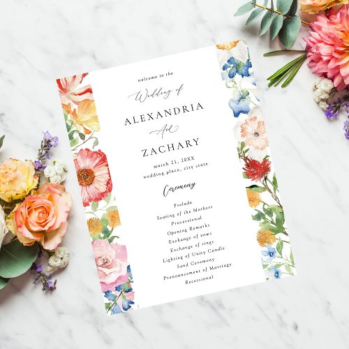 Budget Spring Multi Color Florals Wedding Ceremony Flyer