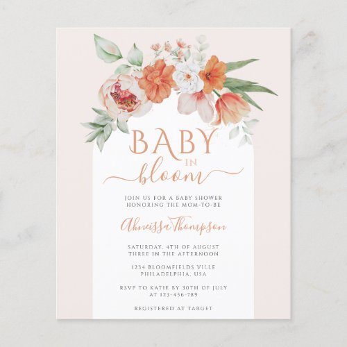 Budget Spring Peach Floral Baby in Bloom Shower