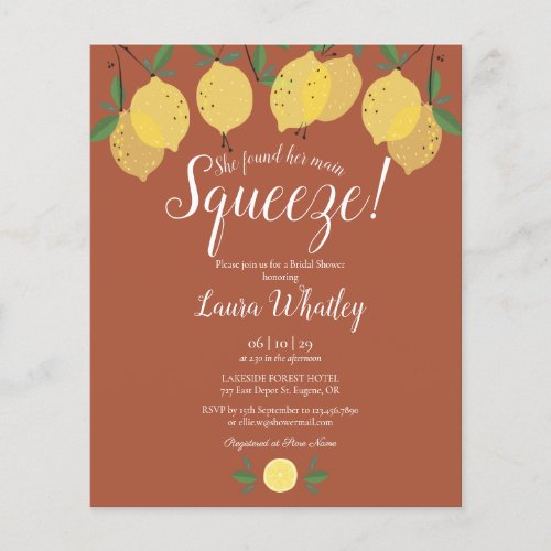 Budget Squeeze Lemons Bridal Shower Invite