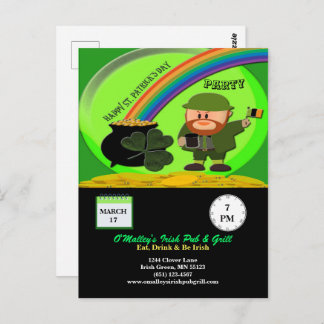Budget St Patricks Day Leprechaun Pot of Gold Postcard
