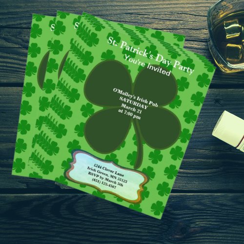 Budget St Patricks Day Party Four Leaf Clover Flyer