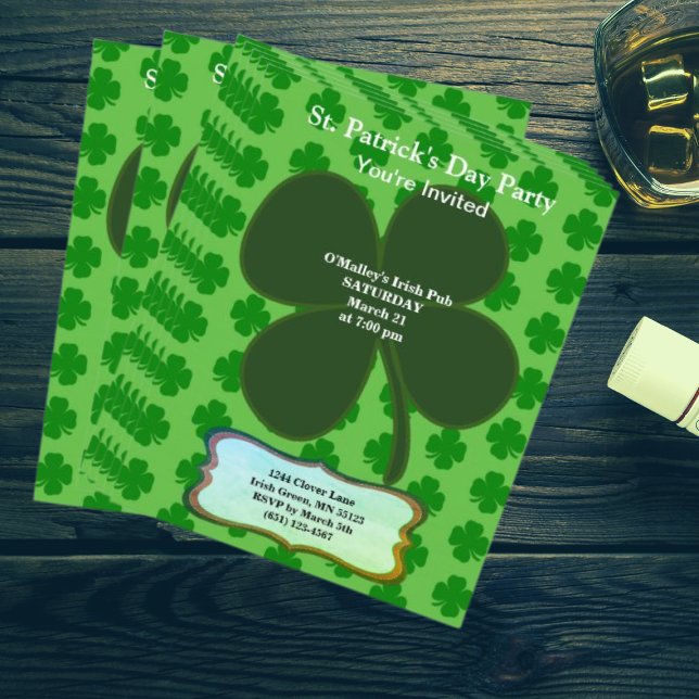 Budget St Patrick's Day Party Four Leaf Clover Flyer (Creator Uploaded)