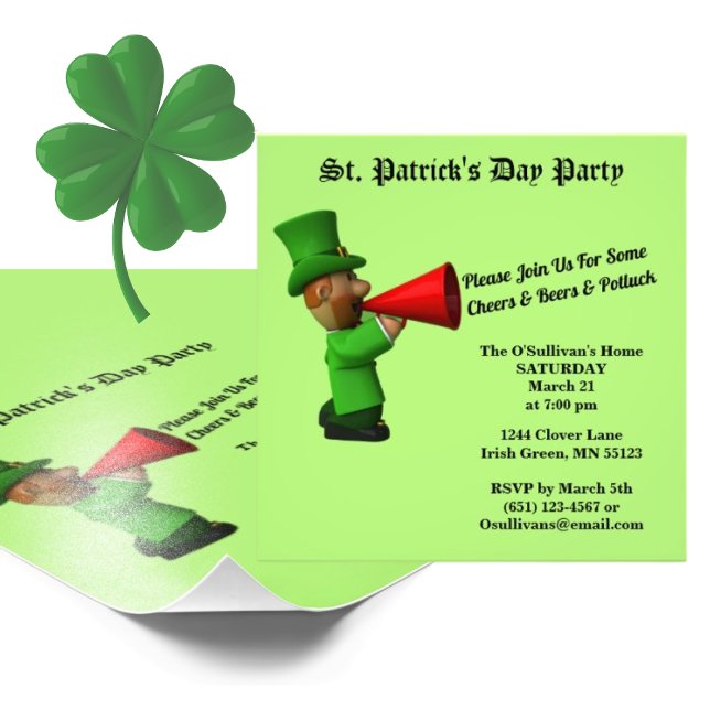 Budget St Patrick's Day Party Potluck Announcement Photo Print (Creator Uploaded)