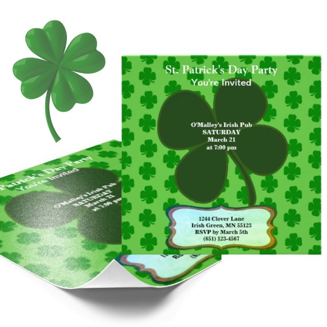 Budget St Patrick's Day Party Shamrock Photo Card Print (Creator Uploaded)